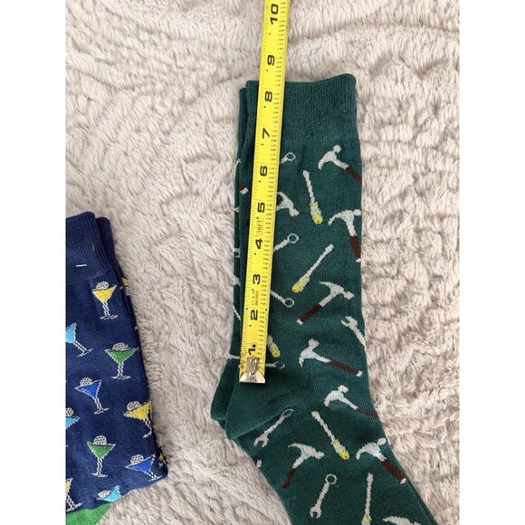 Men's Novelty Crew Socks Bundle Tools & Martini Print Sz 10-13 - Picture 4 of 6